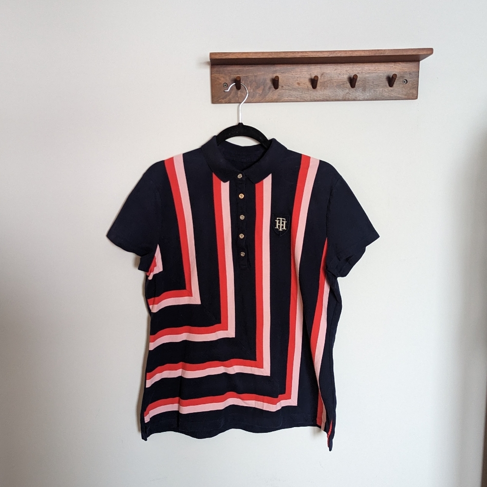 [Tommy Hilfiger] Navy Pink Coral Polo Shirt